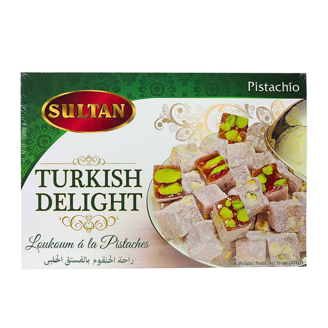 Sultan Turkish Delight Pistachio Flavor 16 oz Box | Pistachio Lokum | www.AlbazaarMarket.com