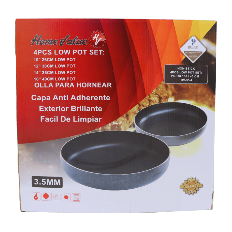 Oven Pan Non-Stick Coating Low Pot 4pcs Set