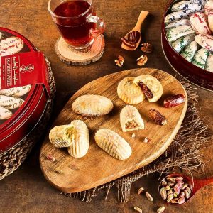 Zalatimo All Natural Assorted Mamoul Shortbread Cookies 1 kg Gift Round Tin Can | AlbazaarMarket.com