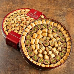Zalatimo Sweets Assorted Baklava 1 kg Gift Round Tin Can | AlbazaarMarket.com
