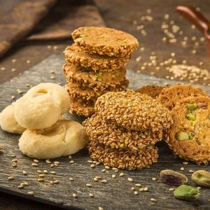 Zalatimo Sweets Sesame and Butter Cookies 0.75 kg Round Tin Can | AlbazaarMarket.com