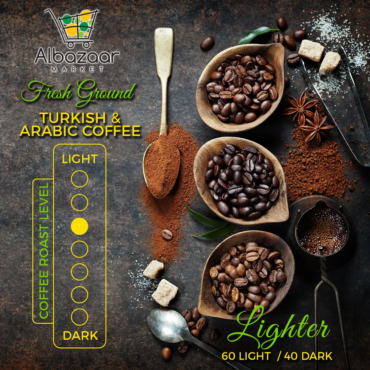 Arabic & Turkish Coffee 60 Dark 40 Light Roast