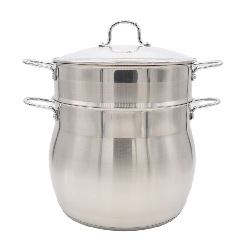 3pc Stainless Steel Steamer with Glass Lid 12L Prandelli