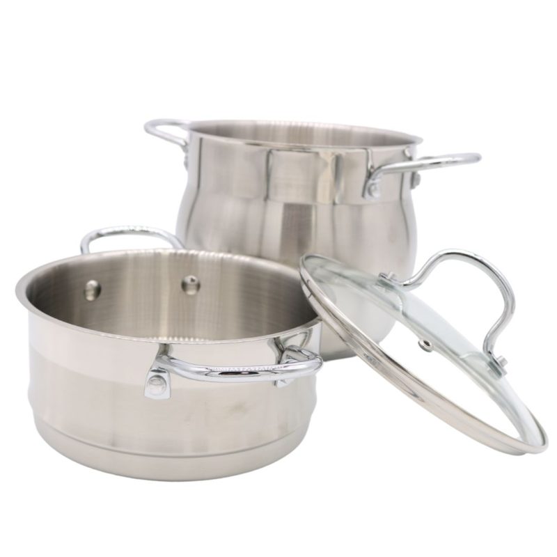 3pc Stainless Steel Steamer with Glass Lid 12L Prandelli