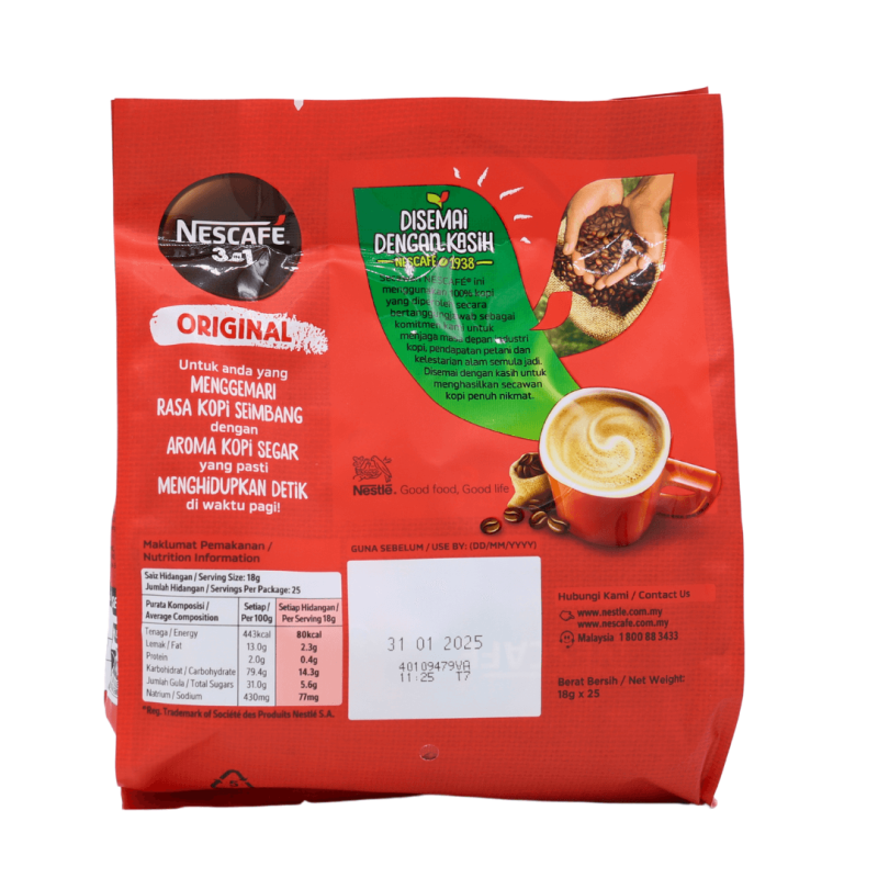 Nescafé 3-in-1 Original Premix Coffee 25x18g | www.AlbazaarMarket.com
