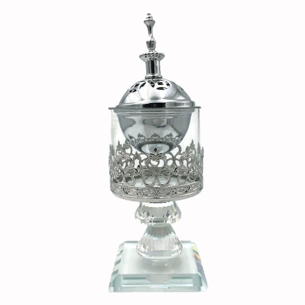 crystal-non-electric-bakhoor-burner-silver