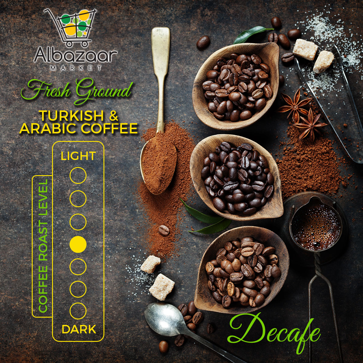 Fresh ground Arabic and Turkish Coffee | AlbazaarMarket.com