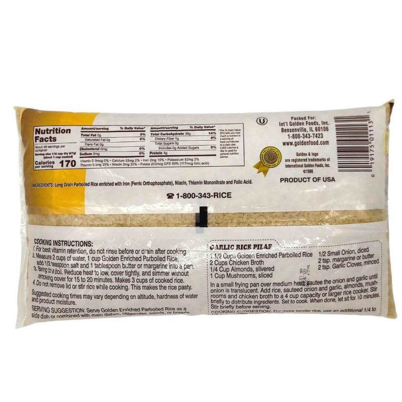 Golden Parboiled Rice Enriched 10 lb