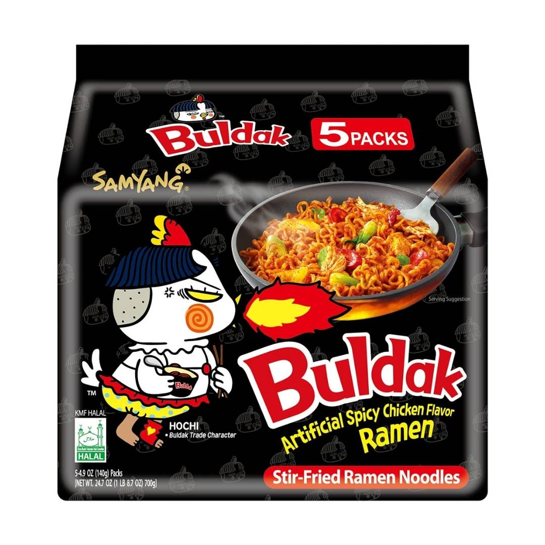 Samyang Buldak Korean Hot Spicy Chicken Stir-Fried Ramyun Noodles 4.94 oz (Pack of 5)