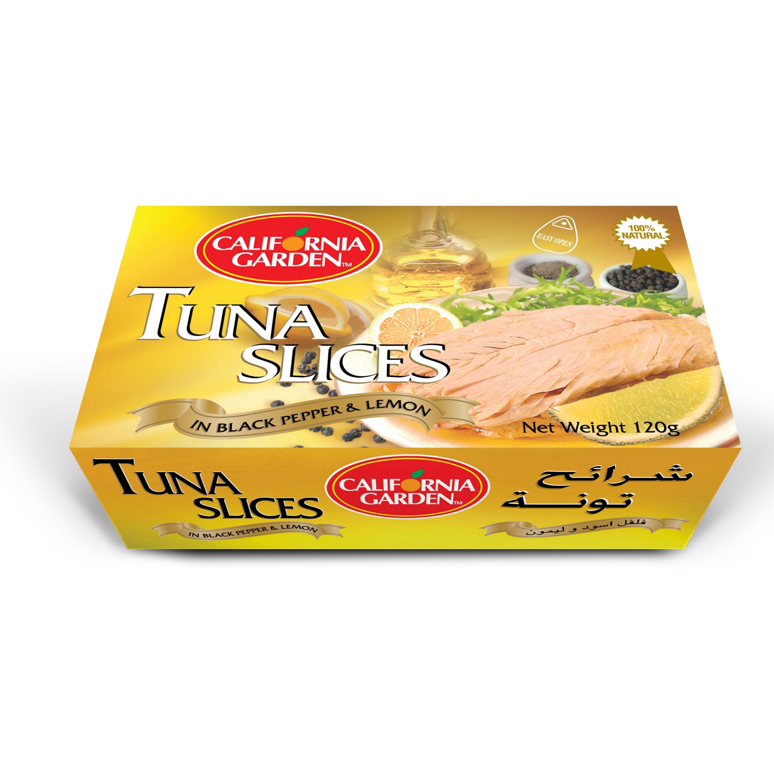 california garden-tuna-slices-in-black-pepper-and-lemon-120g