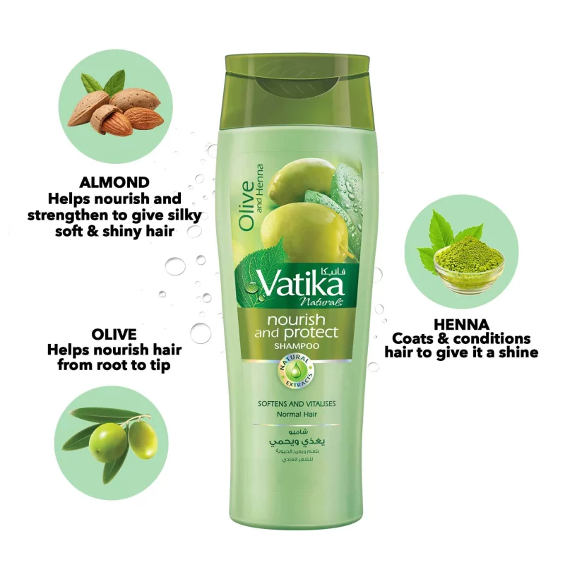 Vatika Naturals Olive & Henna Nourish & Protect Shampoo 400ml | AlbazaarMarket.com