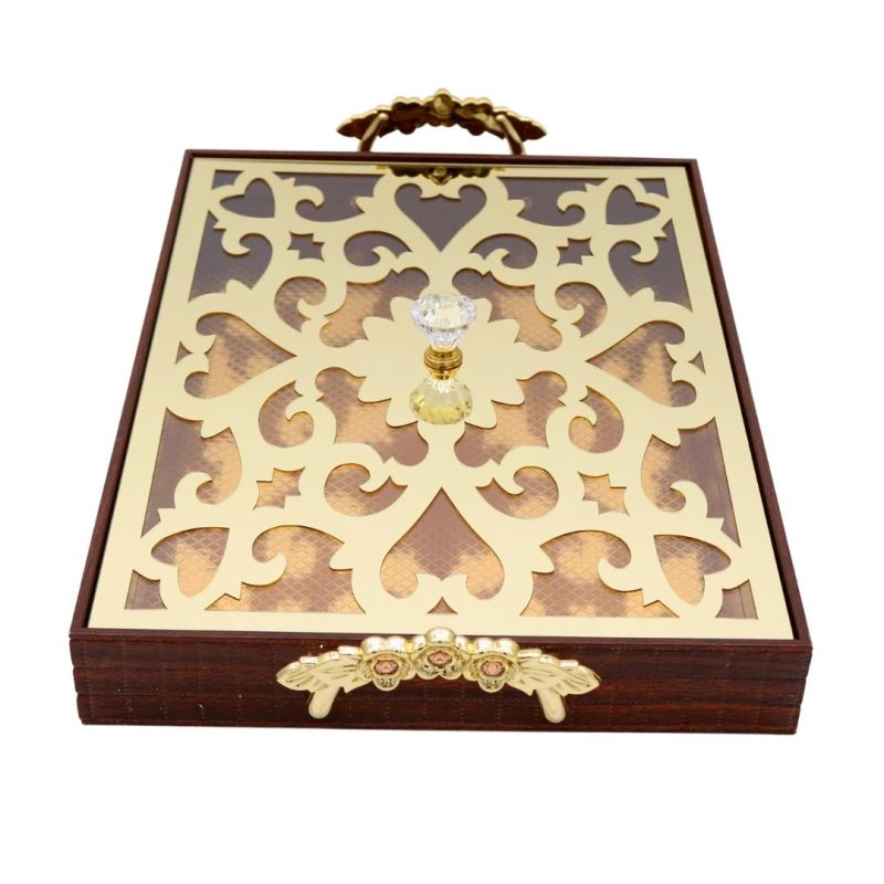 ramadan-2-pieces-brown-serving-tray-with-gold-handles