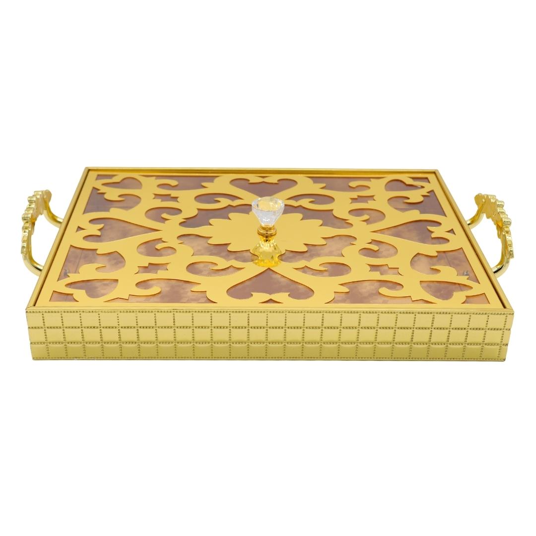 Ramadan 2 Pieces Gold Serving Tray with Handles – Albazaar Market