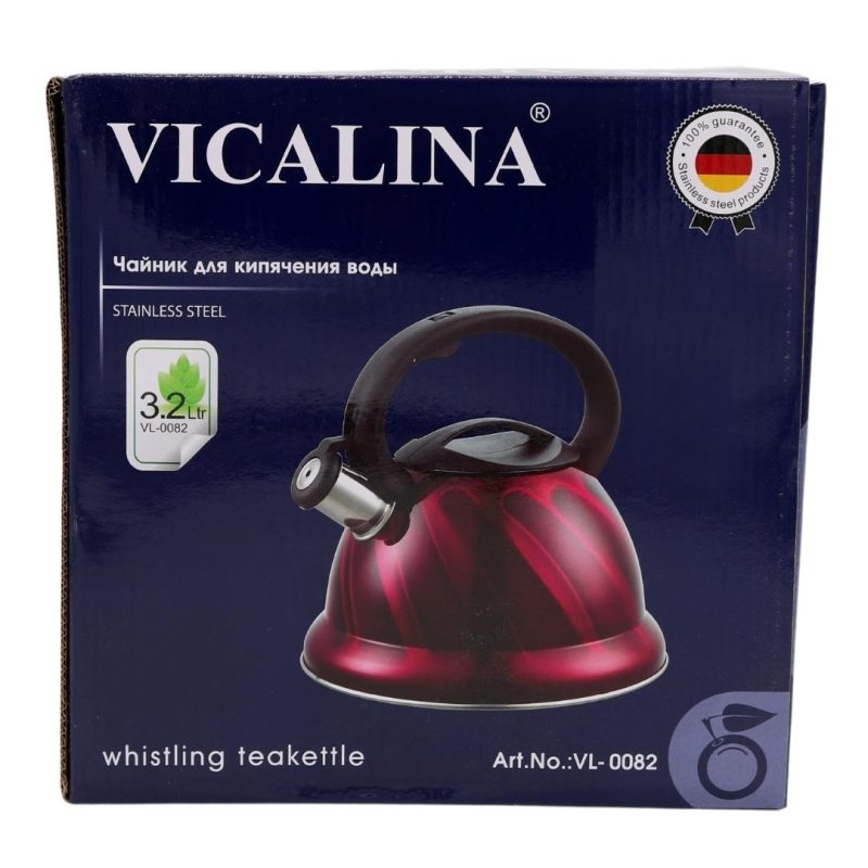 Vicalina Stainless Steel Magenta Kettle With Wavy Design 3.2L - Image 4