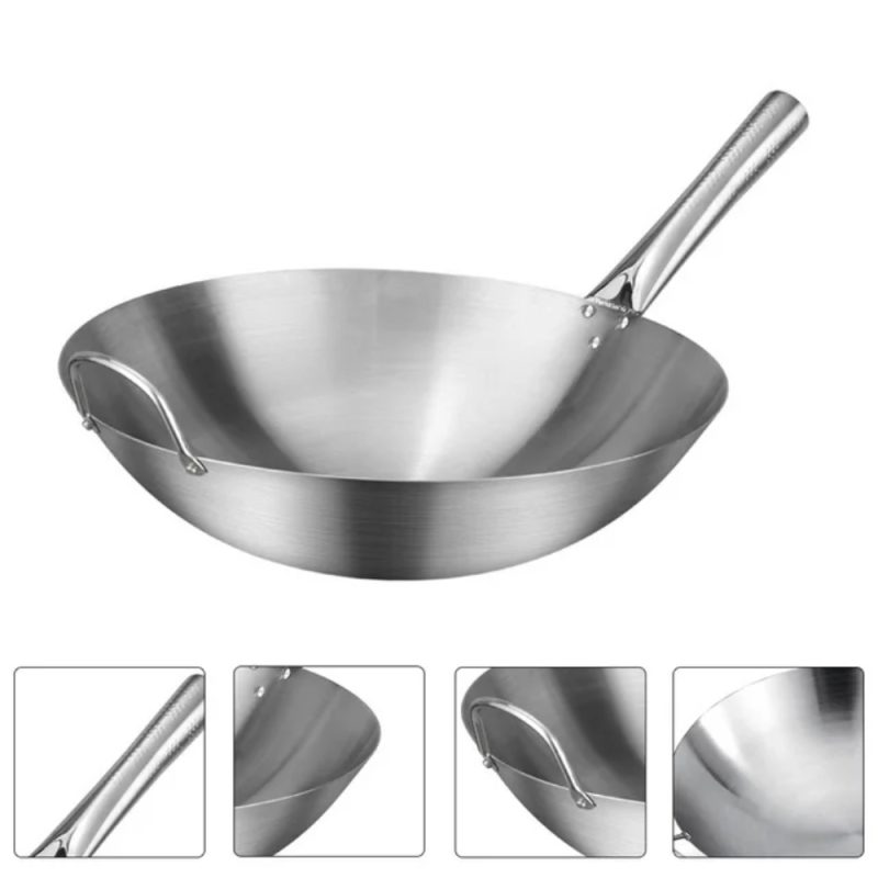 Wok (Stainless Steel) with Handle 32 Cm