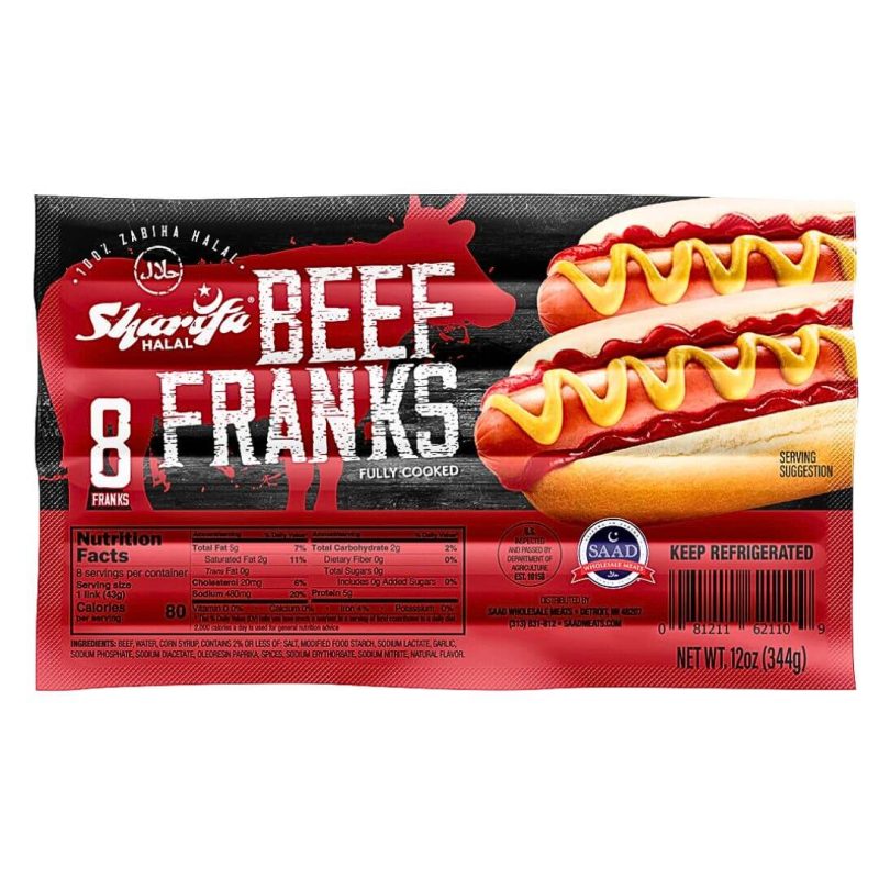 Sharifa Halal Beef Franks 12oz 100 Zabiha Halal Albazaar Market
