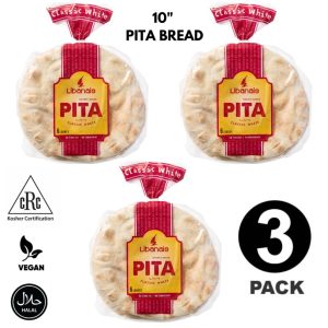 Libanais 10" Classic White Traditional Lebanese Pita Bread 3 Pack | www.AlbazaarMarket.com