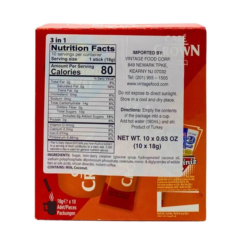 ULKER Cafe Crown 3-in-1 Instant Coffee 18g (10 Sachets) | www.AlbazaarMarket.com