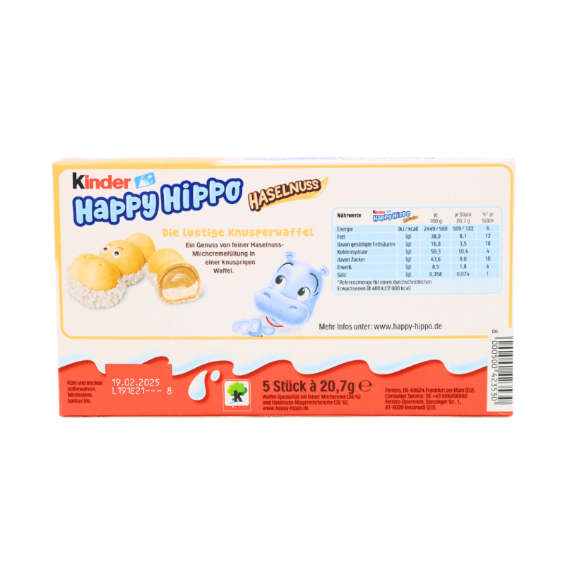 Kinder Happy Hippo Haselnuss 100g (5x20.7g)