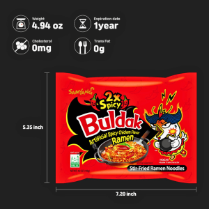 Samyang 2X Buldak Hot Spicy Chicken Stir-Fried Ramen 4.94 oz (Pack of 5) | www.AlbazaarMarket.com
