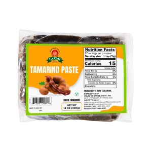 Laxmi Dried Tamarind Paste 400g in packaging, ideal for enhancing flavor in Indian and Asian dishes.