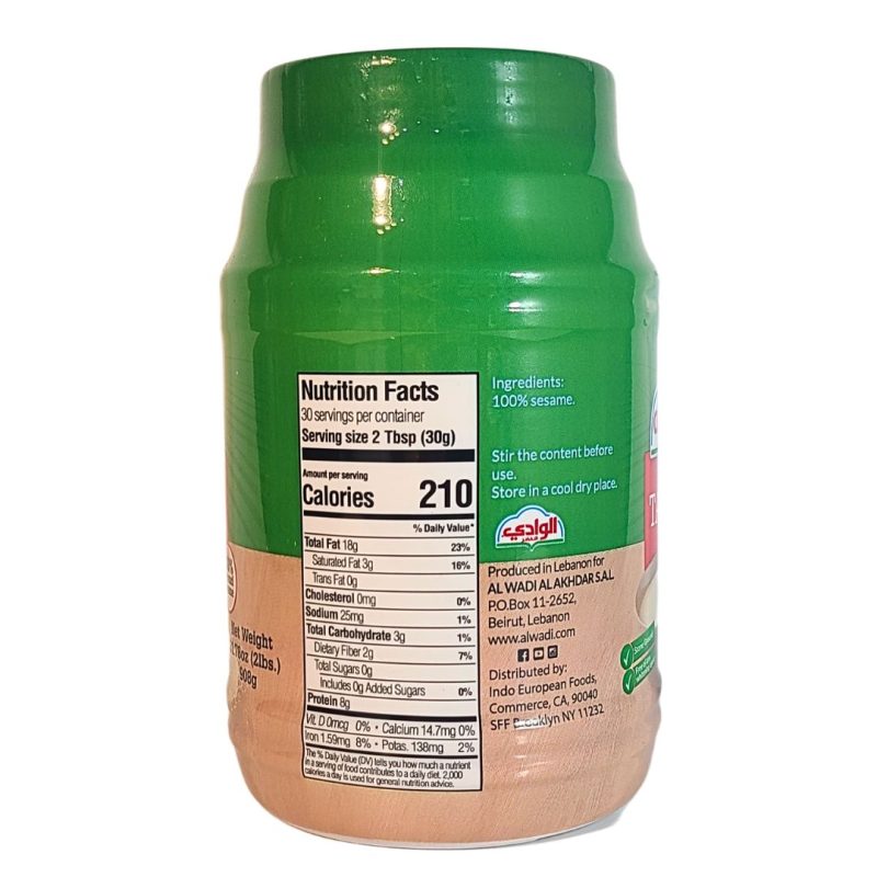 Al Wadi 100% Stone Ground Tahina Tahini 908g | www.AlbazaarMarket.com