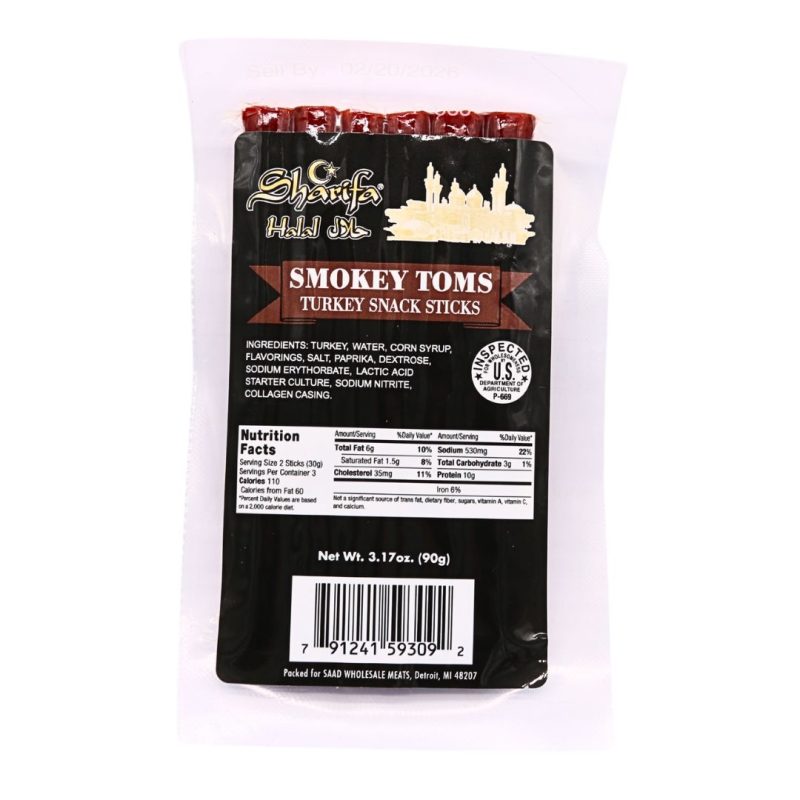 Sharifa Halal Smokey Toms Turkey Snack Sticks 3.17 oz | www.AlbazaarMarket.com